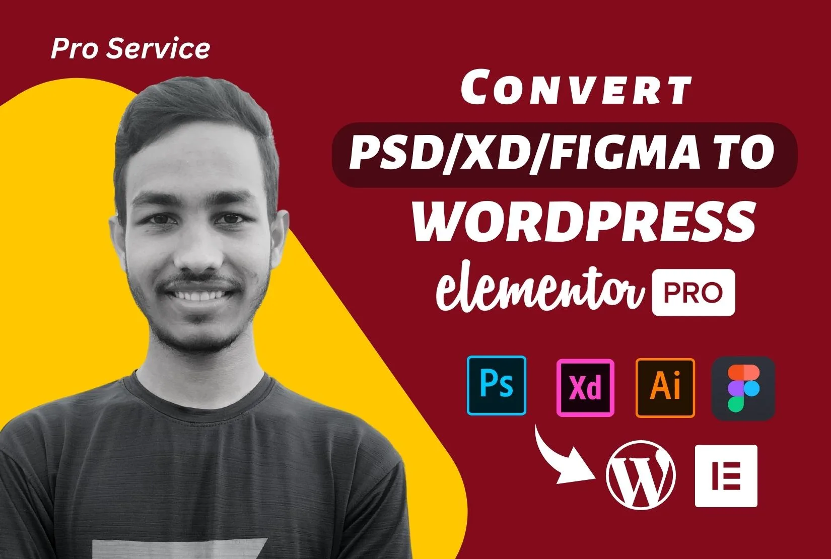 convert PSD XD AI Figma to WordPress using elementor convert PSD XD Figma to WordPress Website